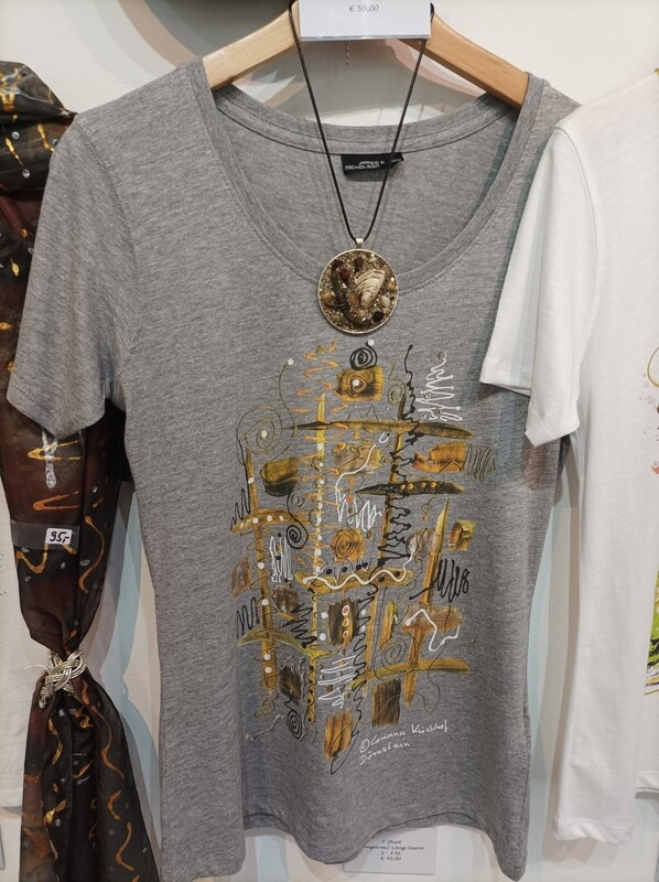 T-Shirt for women in grey-heather with short sleeve S - 3 XL - Design &quot;The Wachau Valley&quot;