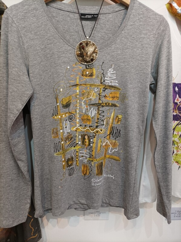 T-Shirt for women in grey-heather with long sleeve S - 3 XL - Design &quot;The Wachau Valley&quot;