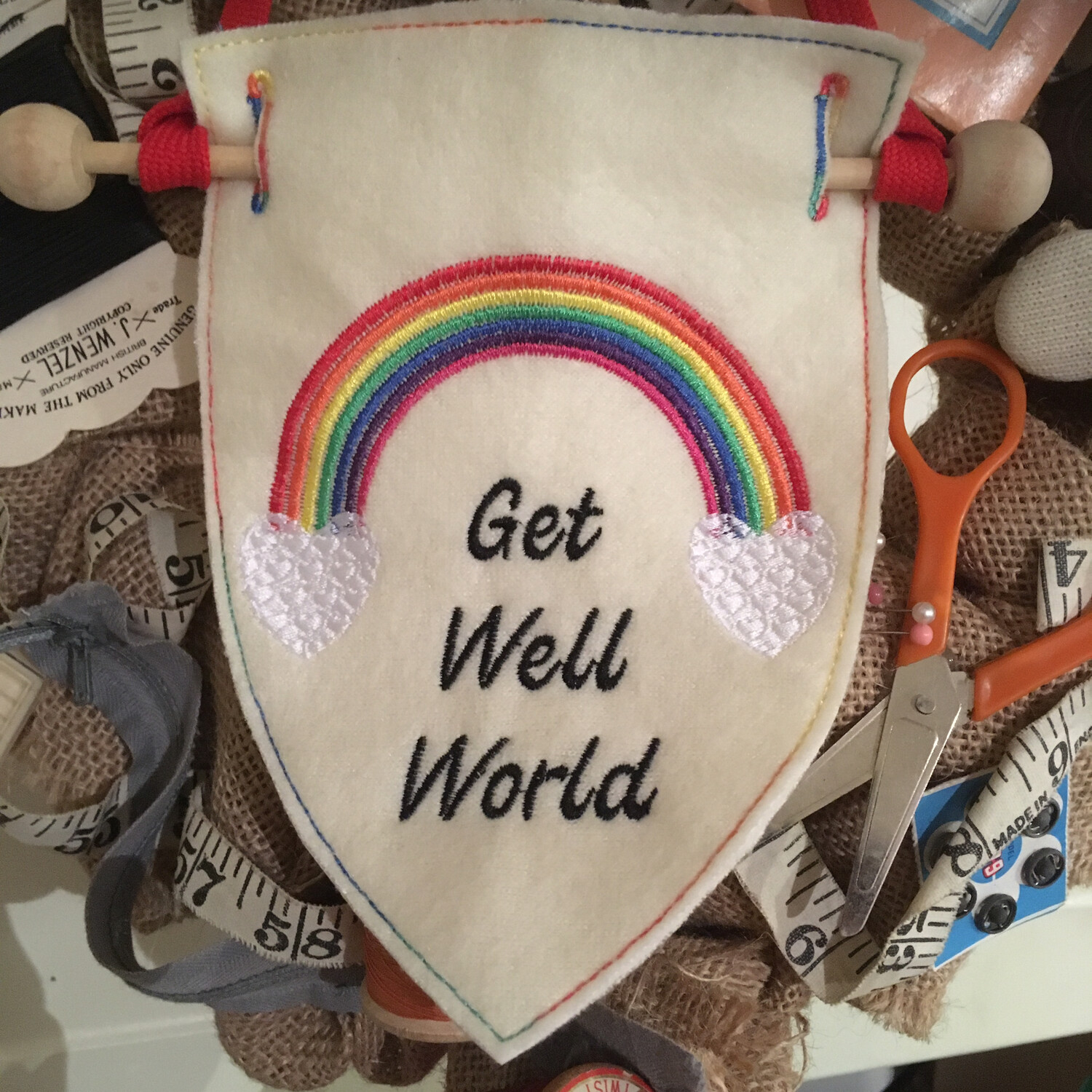 GET WELL WORLD RAINBOW BANNER