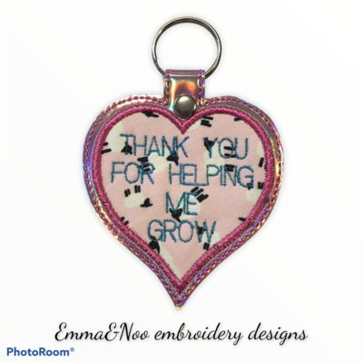 Thank You For Helping Me Grow Heart Keyring