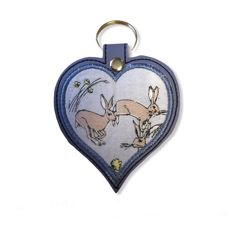 Blank  Applique Heart Keyring
