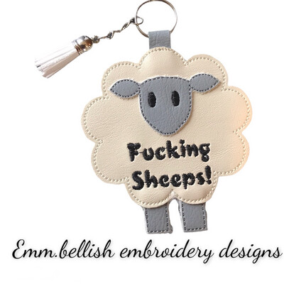 Grey And White Sheeps Keyring