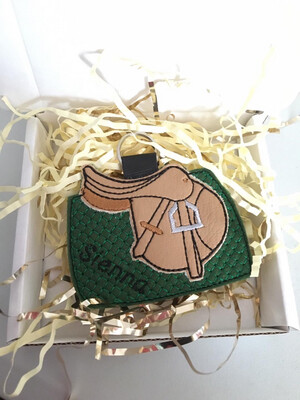 Bottle Green Saddle Keyring