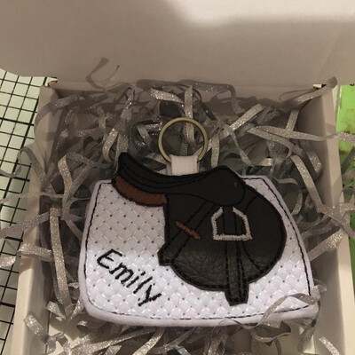 White Saddle Keyring