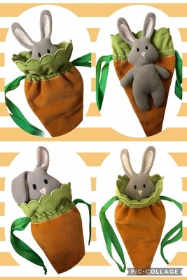 Carrot drawstring bag and bunny teddy set