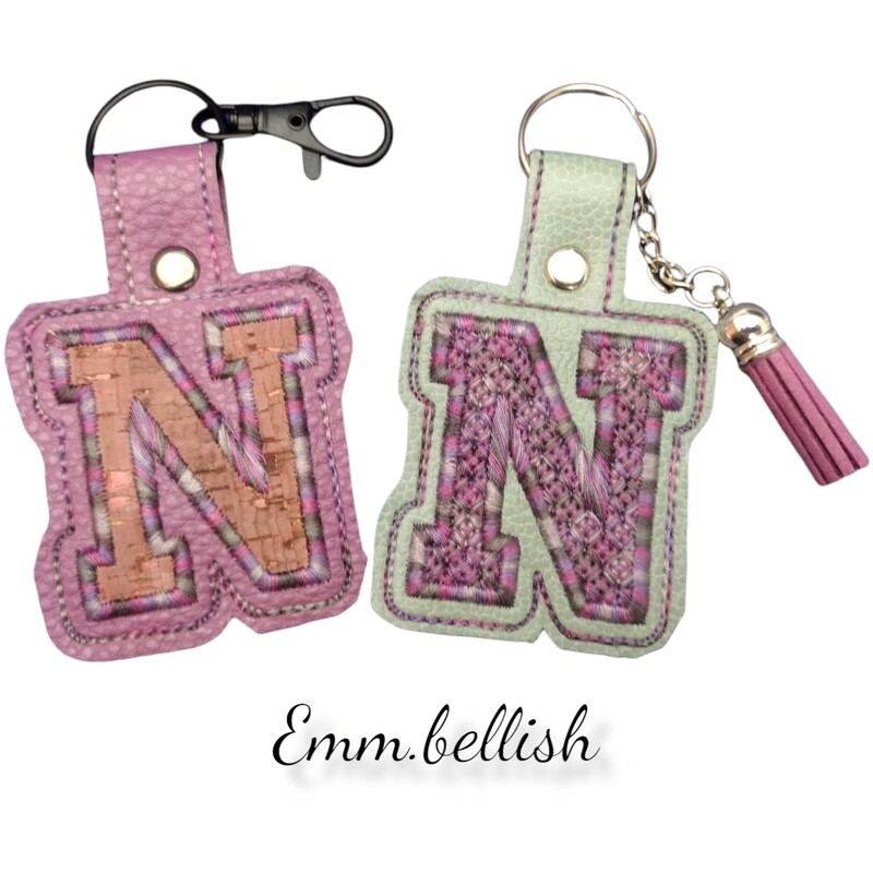 N Alphabet Applique  Keyring