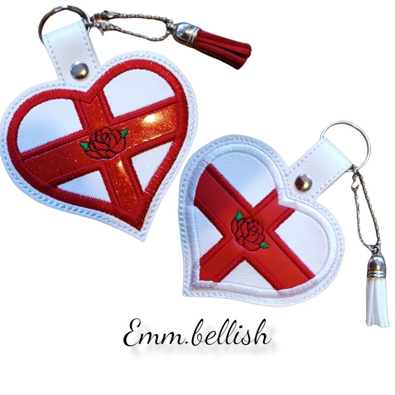 England Flag With Rose Keyring