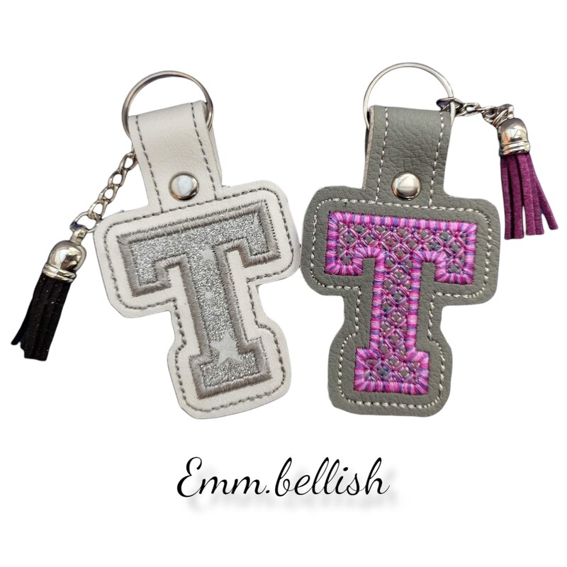 T Alphabet Applique  Keyring