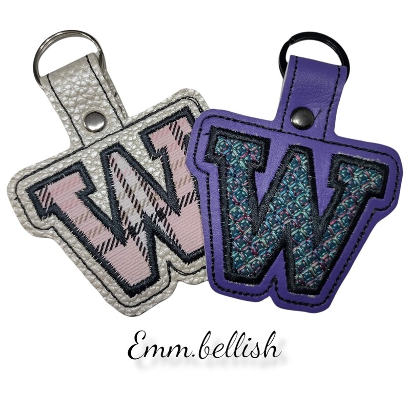 W Alphabet Applique  Keyring