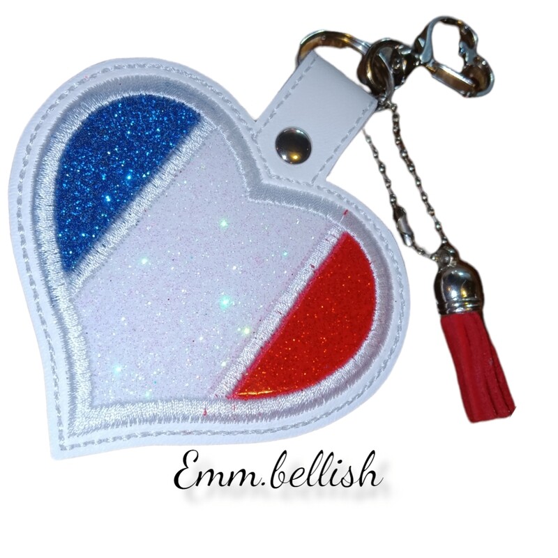 Vertical 3 Striped Heart Keyring