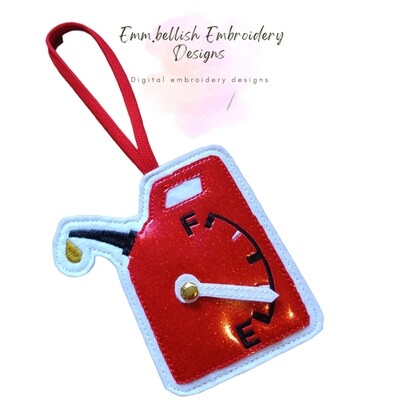 Fuel can with moveable fuel gauge