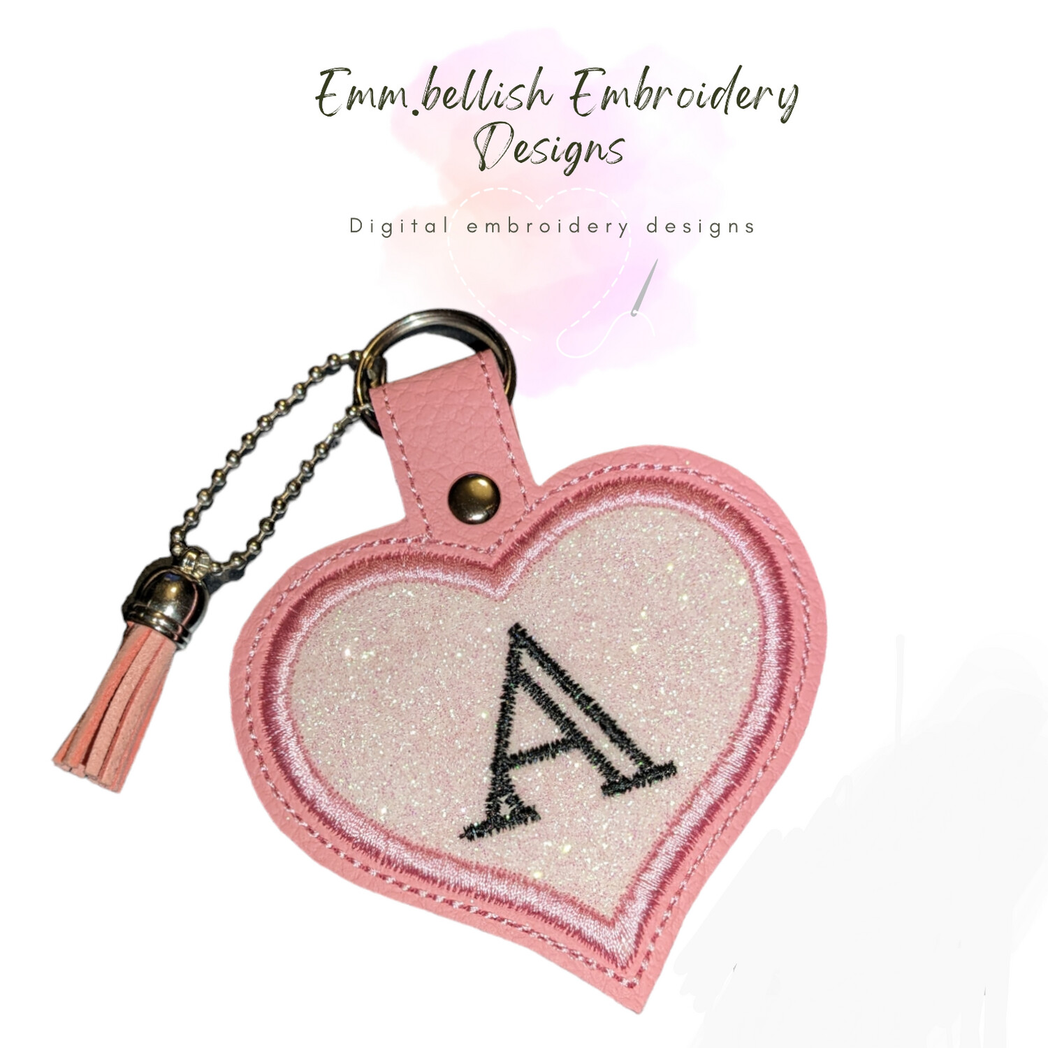 Alphabet Letter A Heart Keyring