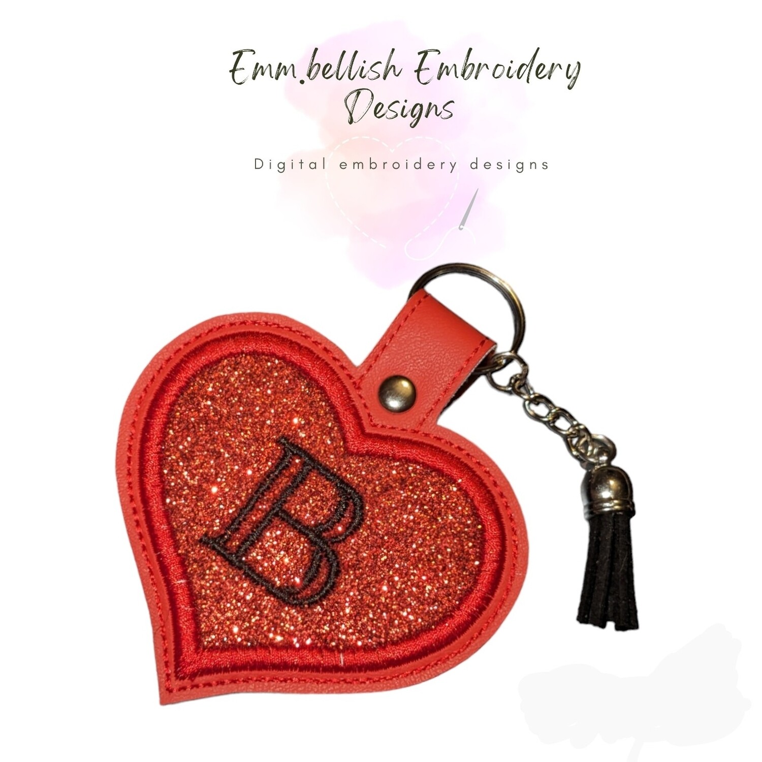 Alphabet Letter B Heart Keyring