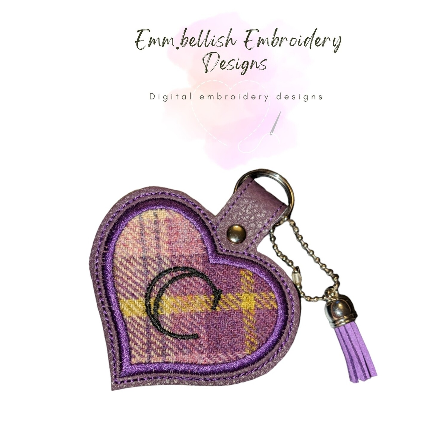 Alphabet Letter C Heart Keyring