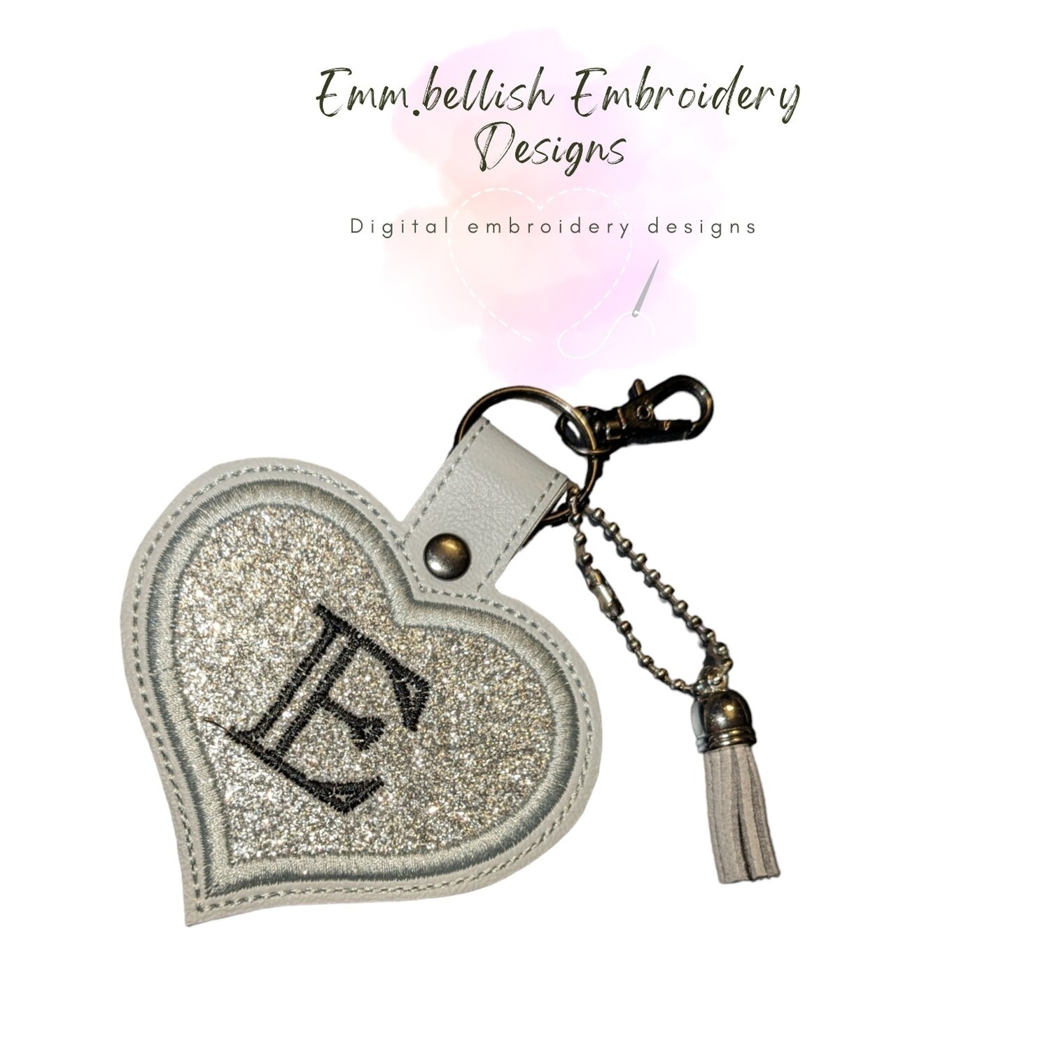 Alphabet Letter E Heart Keyring