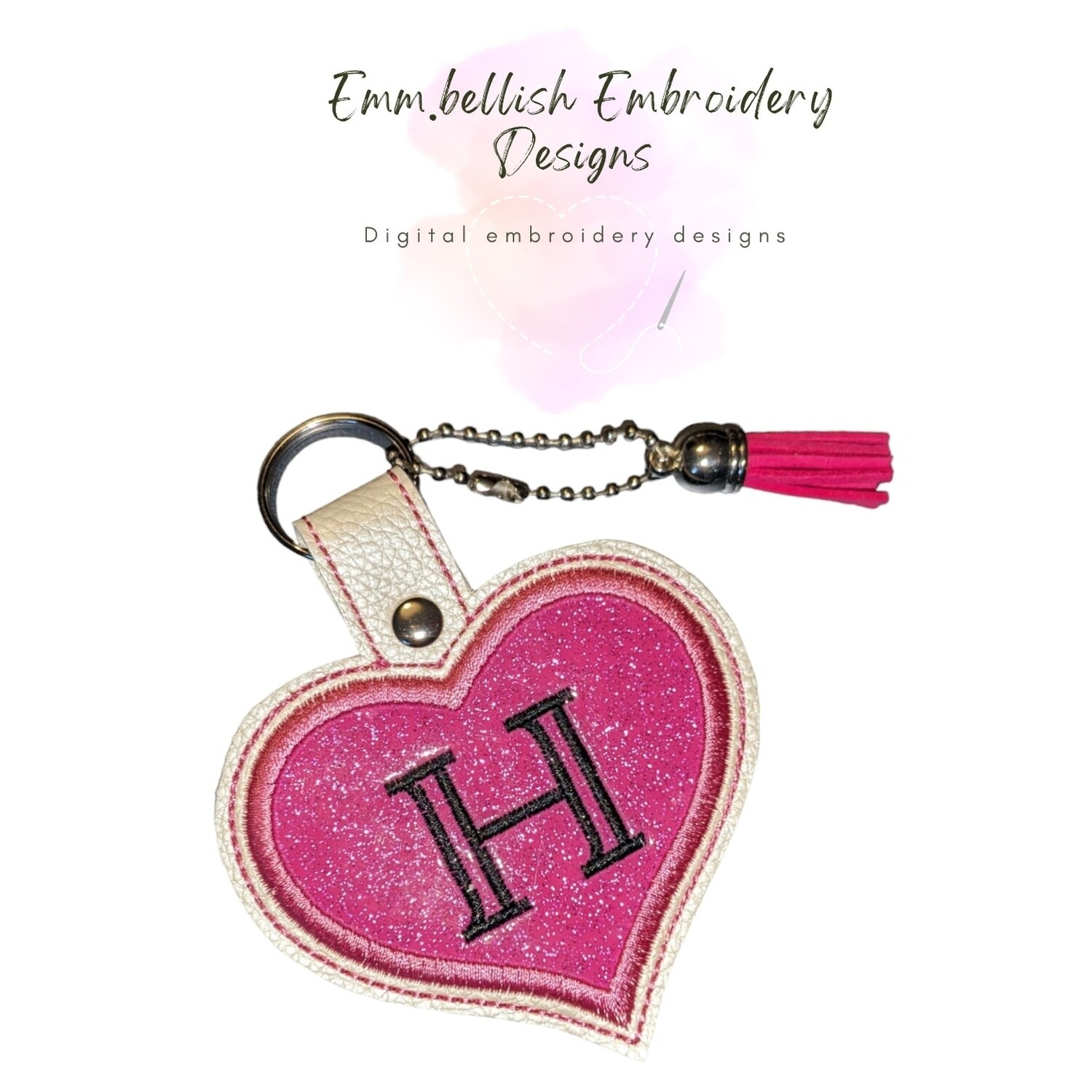 Alphabet Letter H Heart Keyring