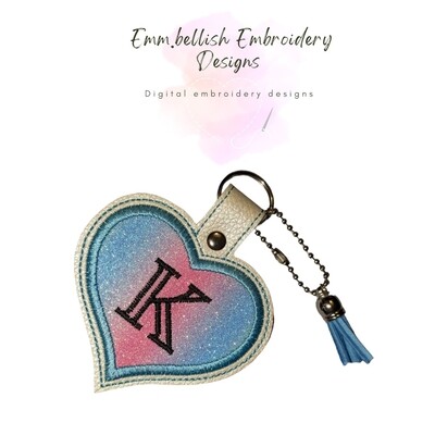 Alphabet Letter K Heart Keyring