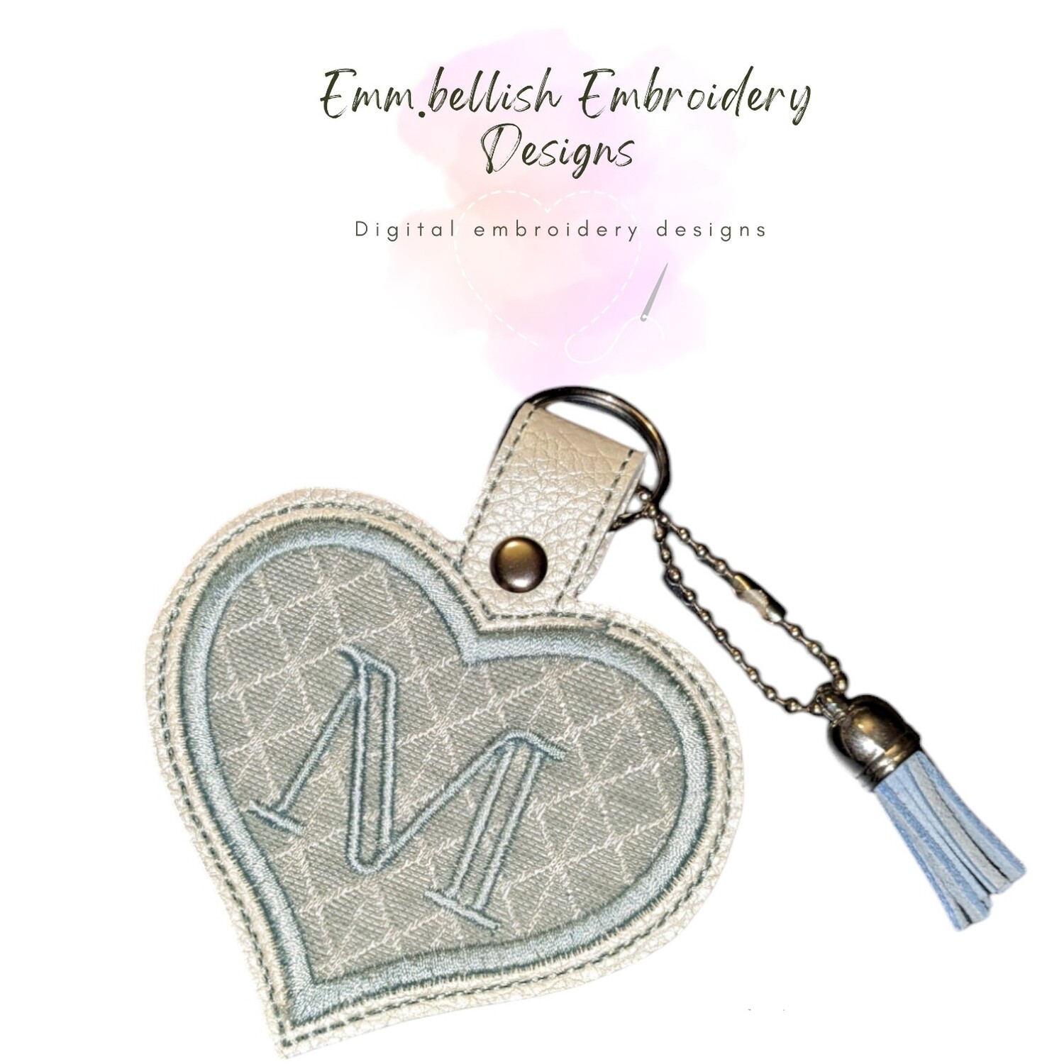 Alphabet Letter M Heart Keyring