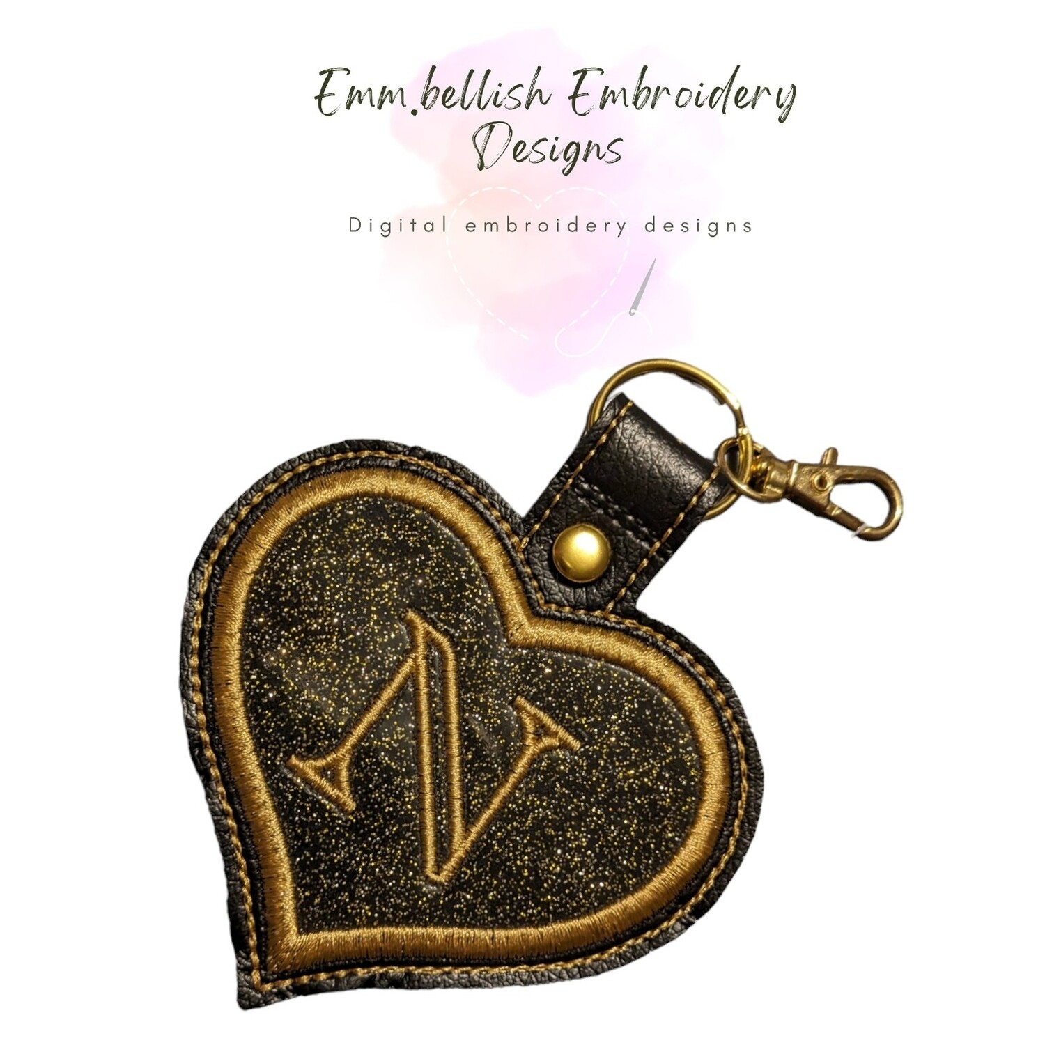 Alphabet Letter N Heart Keyring