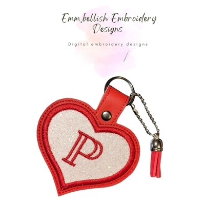Alphabet Letter P Heart Keyring