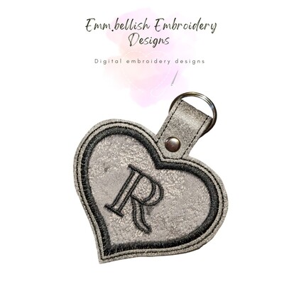 Alphabet Letter R Heart Keyring