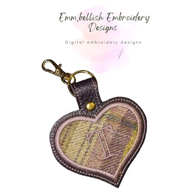 Alphabet Letter T Heart Keyring