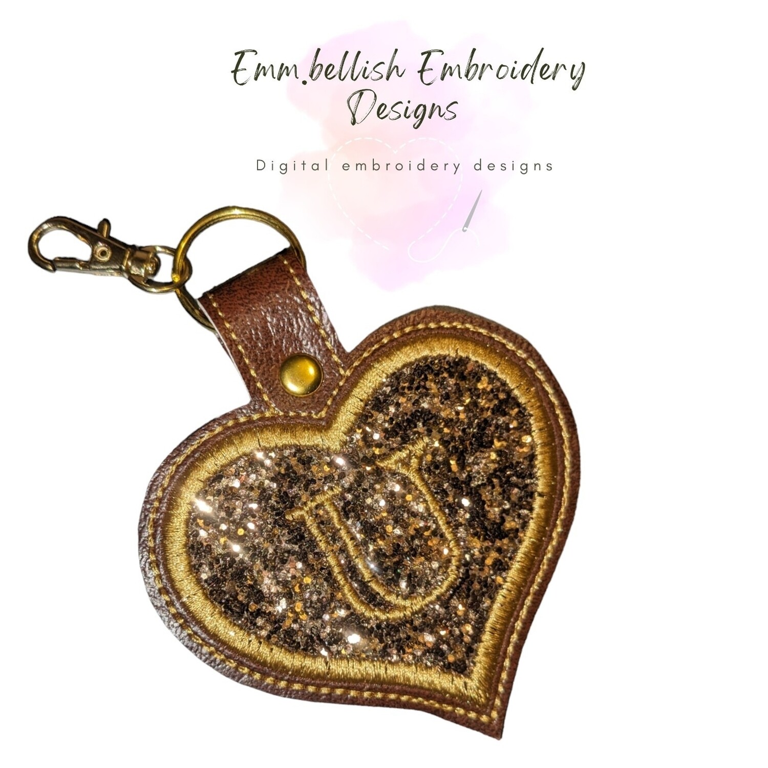 Alphabet Letter U Heart Keyring