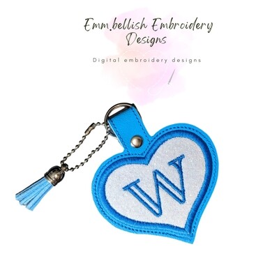 Alphabet Letter W Heart Keyring