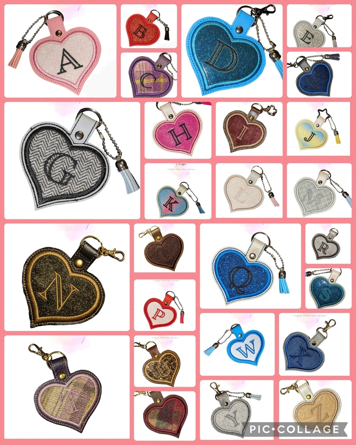 Complete Alphabet Heart Keyring Set