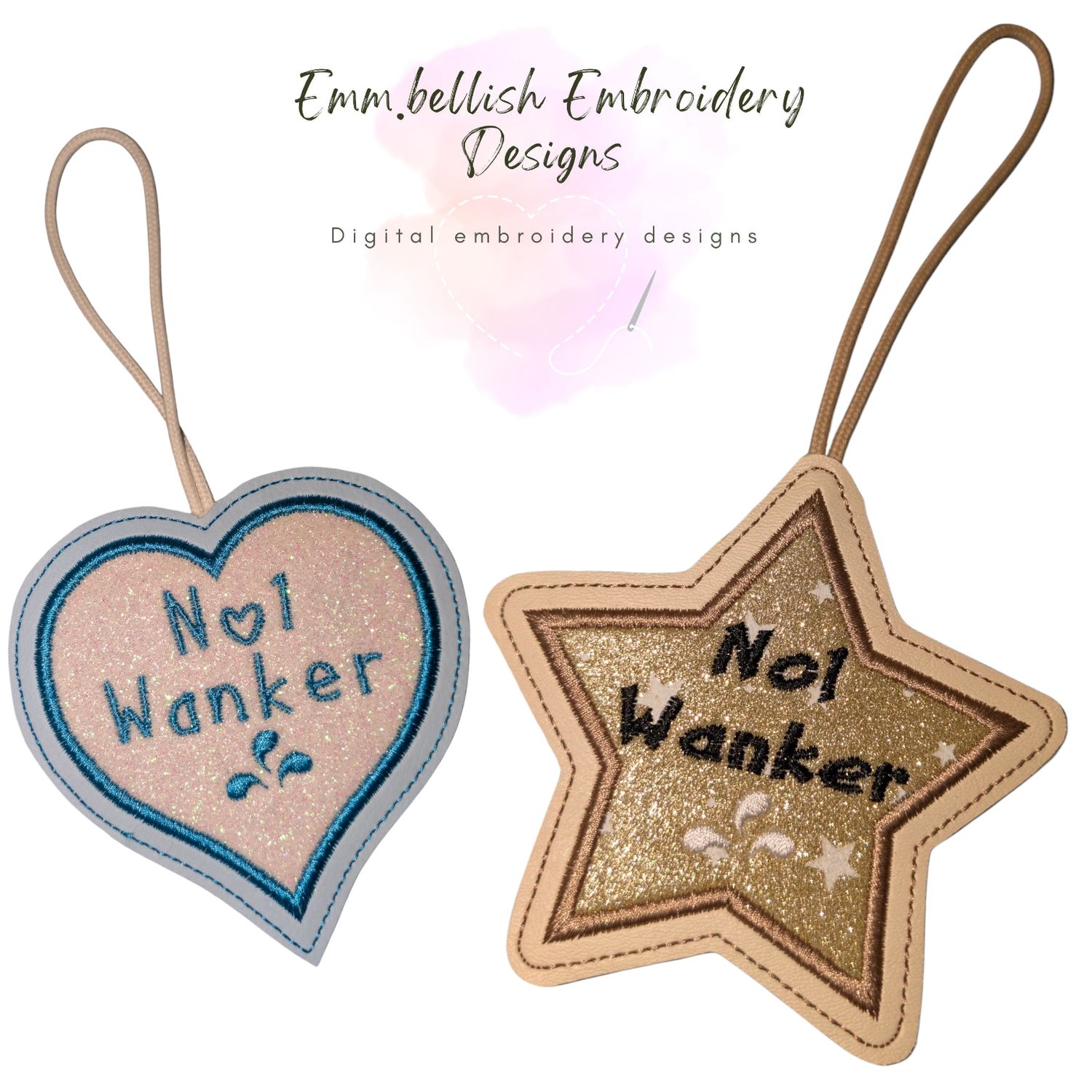 No1 wanker heart and star decoration