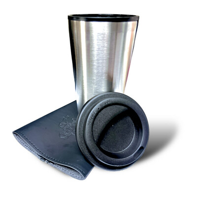 Lucy the Elephant Stainless Steel Tumbler with Leather Wrap