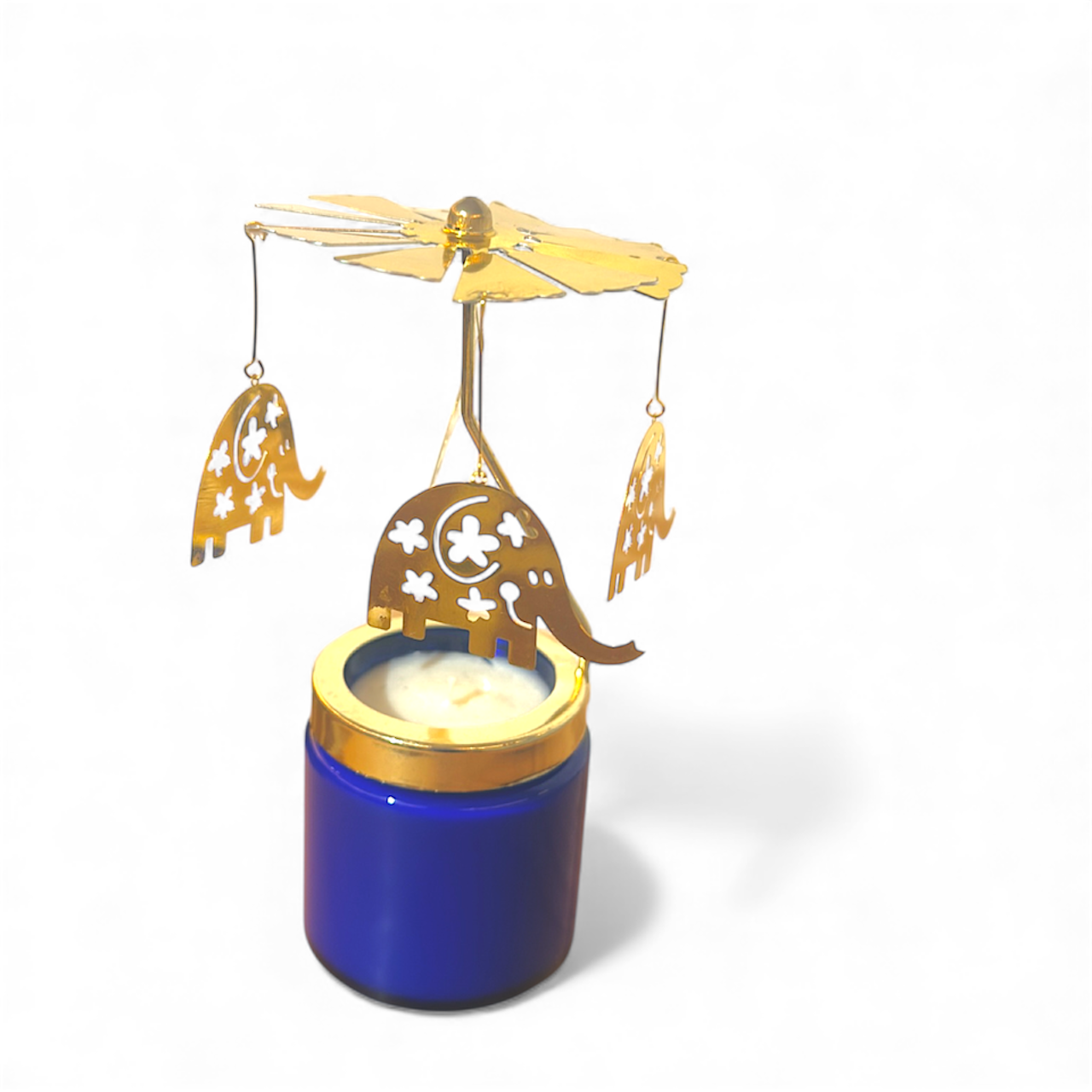 Gold Elephant Carousel Candle Topper with Votive Candle Gold Elephant Carousel Candle Topper with Votive Candle