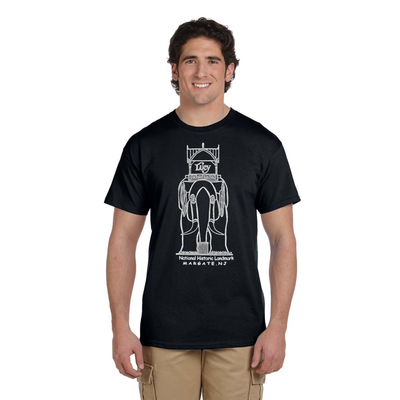 Lucy the Elephant Classic T-Shirt (Adult Sizes) Black with White Ink (FRONT VIEW)