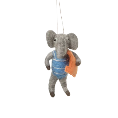 Beach Elephant Felt Ornament