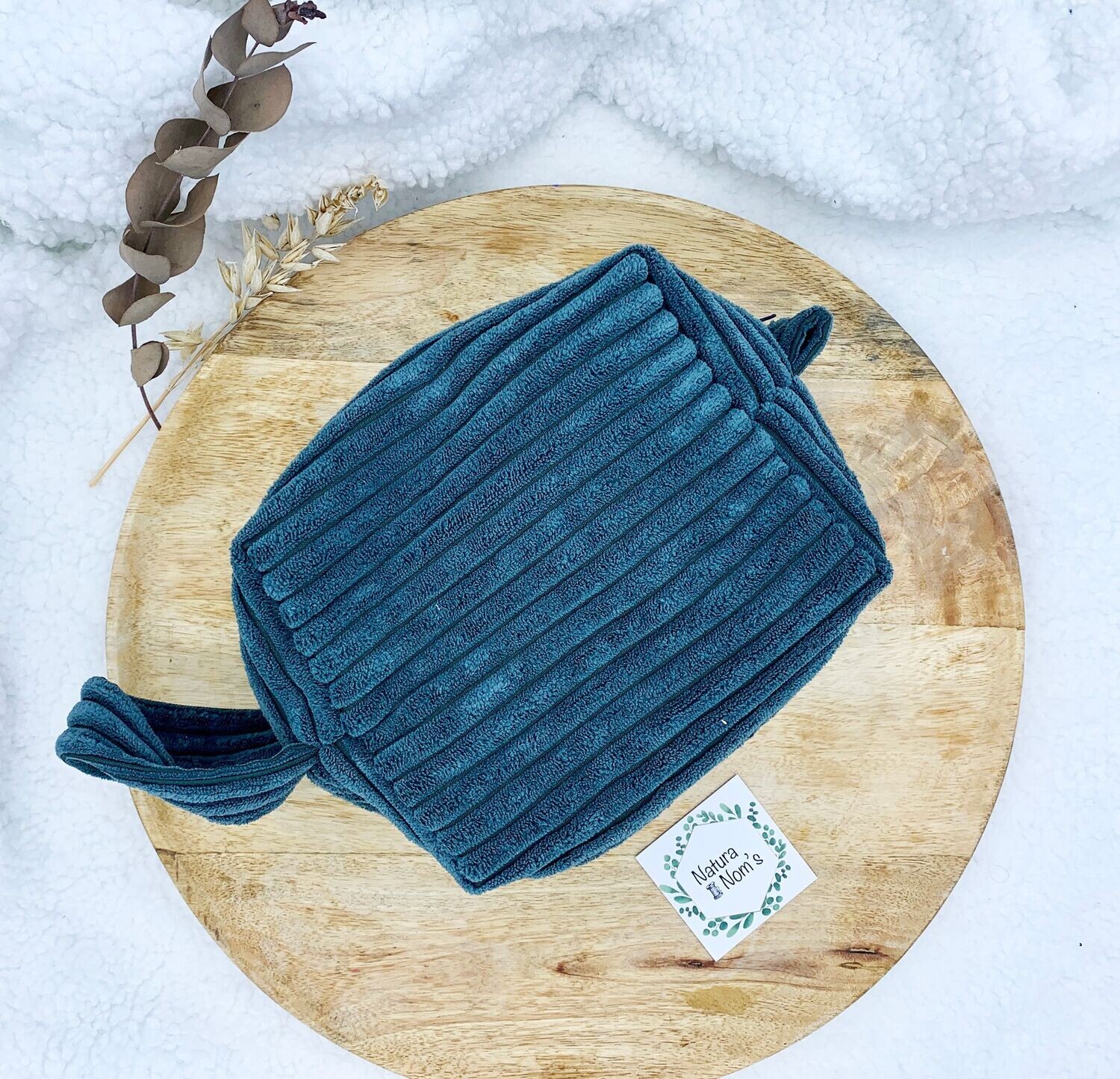 Trousse de toilette PM - Velours bleu canard