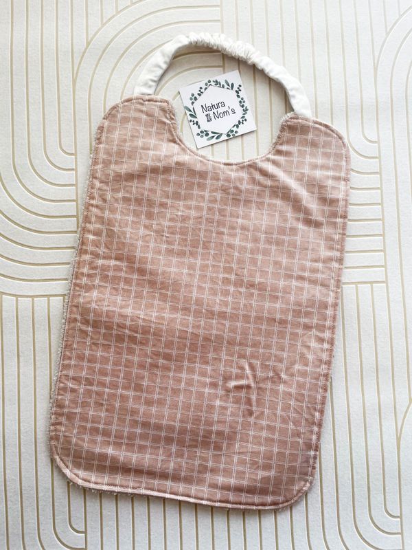 Bavoir élastique enduit  - Rayures rose