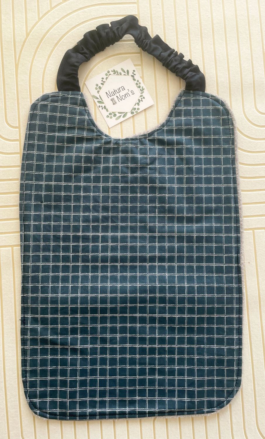 Bavoir élastique enduit - Rayures bleu