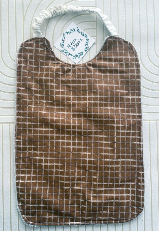 Bavoir élastique enduit - Rayures marron