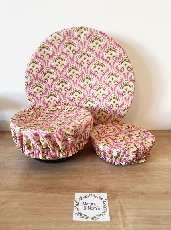 Lot de 3 couvre-plats (taille S,M,L) -  Pink flowers