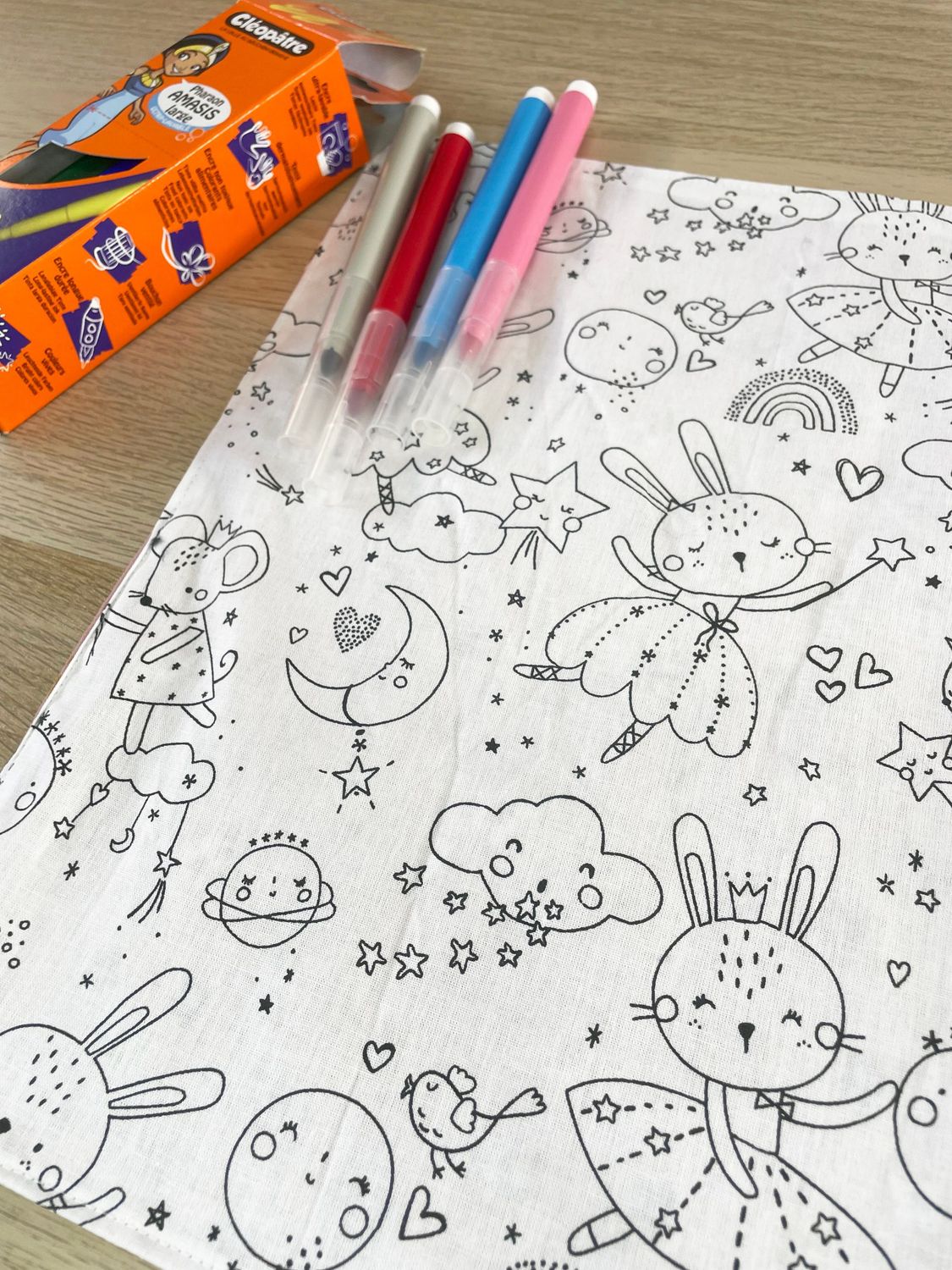 Coloriage lavable/set de table & ses 12feutres - Danseuses verso Fleurs