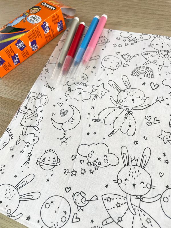 Coloriage lavable/set de table & ses 12feutres - Danseuses verso Fleurs