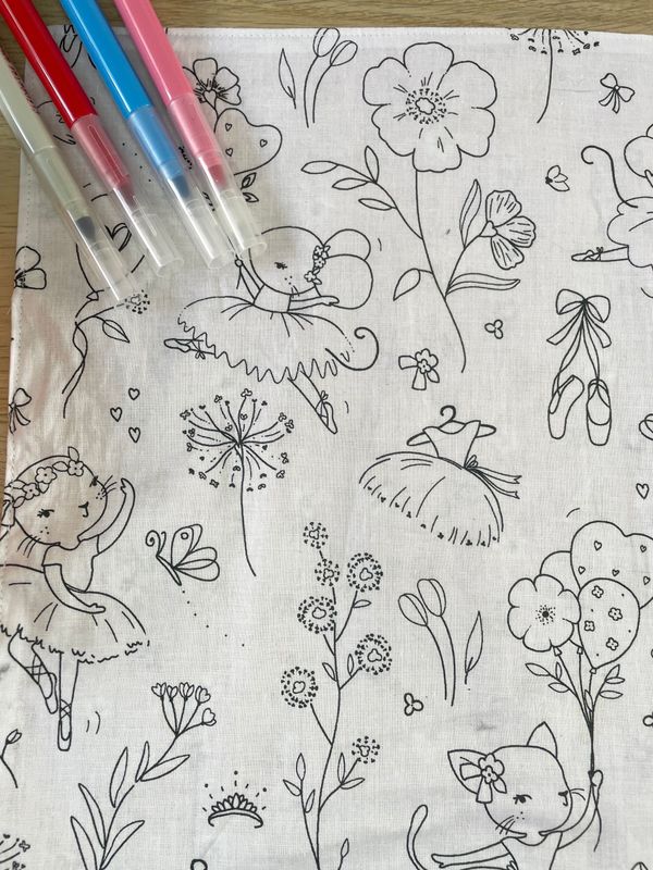 Coloriage lavable - set de table & 12 feutres - Animaux fleuris verso fleuri