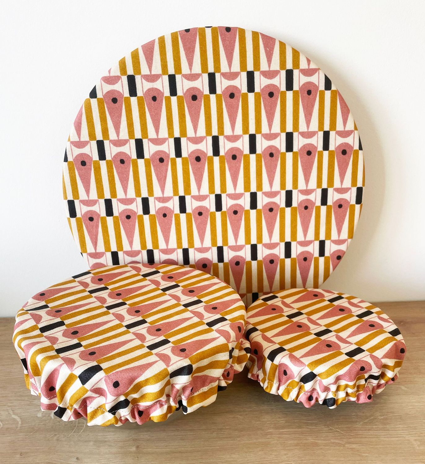 Lot de 3 couvre-plats lavables (taille S,M,L) - Sixties