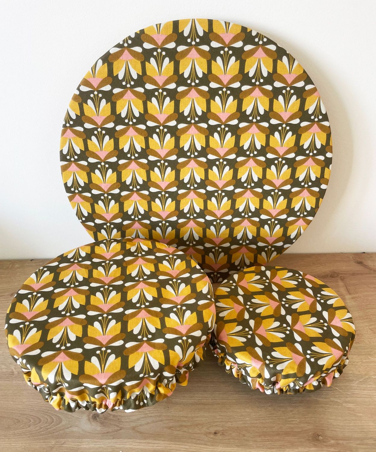 Lot de 3 couvre-plats lavables - (taille S,M,L) - Pop flowers