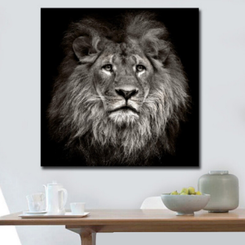 * Zwart-Wit Leeuw * - Kunst aan je Muur - Realistisch - ZwartWit - 50 x 50 cm