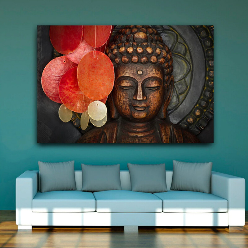 studio elegant wiel Canvas Schilderij * Boeddha Feestelijk * - Kunst aan je Muur - Modern -  Kleur - 70 x 100 cm