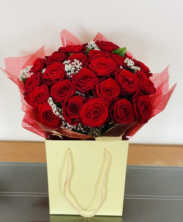 *  24 Premium  Red Roses Gift bag