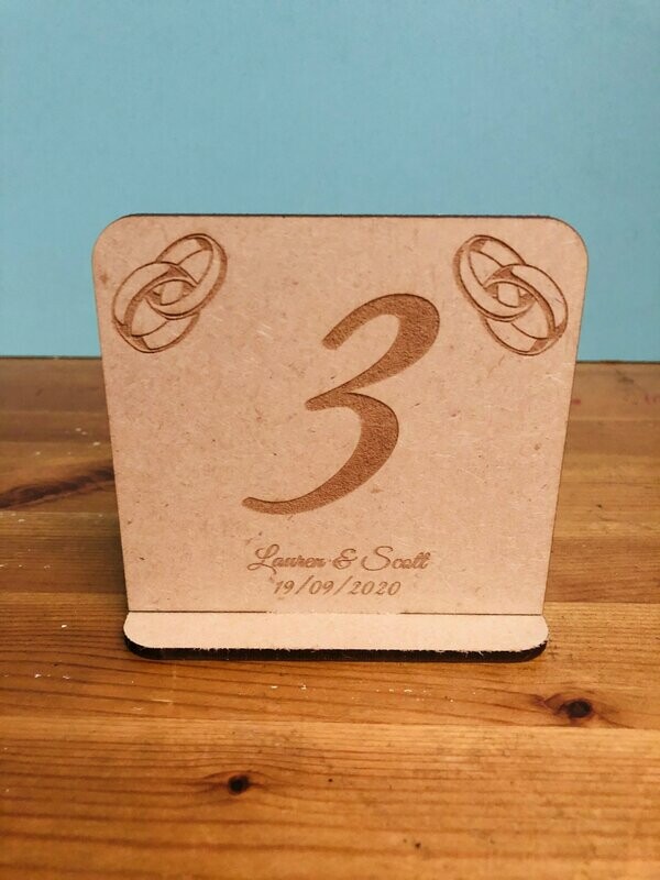 Wedding Table Numbers - Ring Design