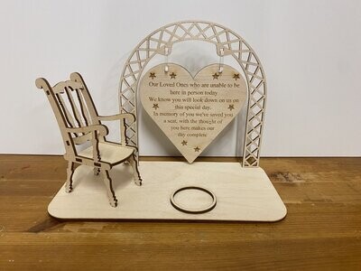 Wedding memorial chair and heart candle holder
