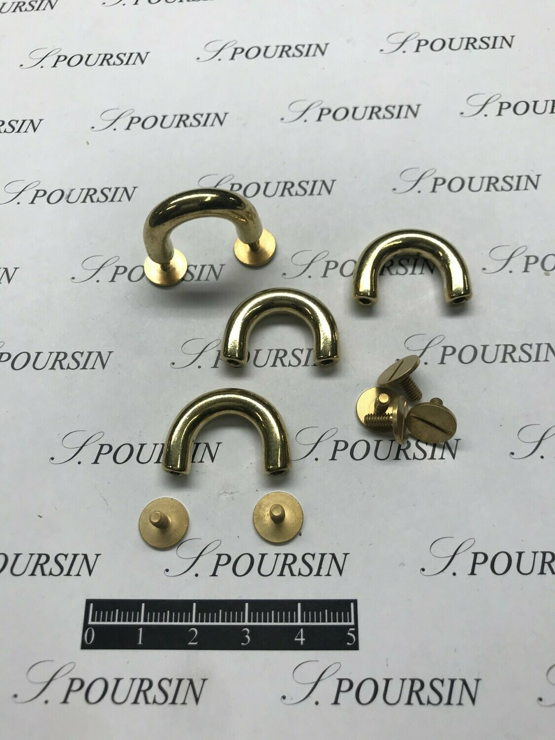 Pontet 1/2 Rond Fort 13 à Vis 10x8 Laiton Poli Bille - lot de 4 pièces